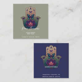 Tarjeta De Visita Cuadrada Transformación Sagrada | Diseño de Mano Hamsa
