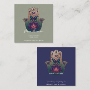 Tarjeta De Visita Cuadrada Transformación Sagrada   Diseño de Mano Hamsa