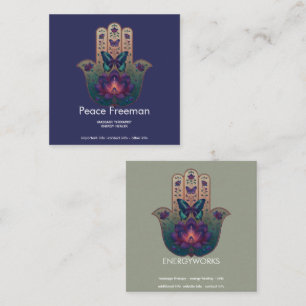 Tarjeta De Visita Cuadrada Transformación Sagrada   Diseño de Mano Hamsa