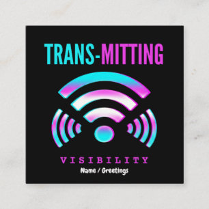 Tarjeta De Visita Cuadrada Transmitiendo Visibilidad Modern Glitch Transgéner