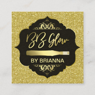 Tarjeta De Visita Cuadrada Tratamiento brillante BB del Purpurina dorado