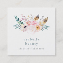 Tarjeta De Visita Cuadrada Trendy Boho Bouquet | Iconos de medios sociales