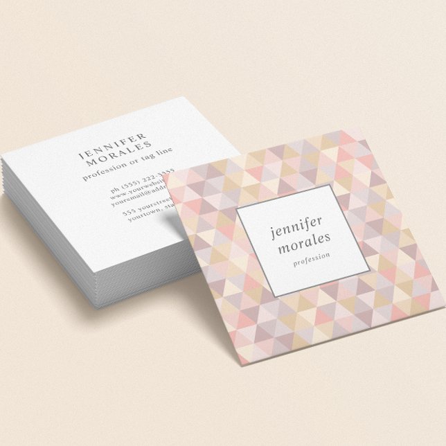 Tarjeta De Visita Cuadrada Triángulo acuático malva crema rosa gris rosa amar (Subido por el creador)