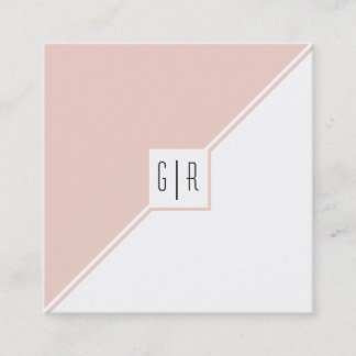 Tarjeta De Visita Cuadrada Triángulos blancos, rosados, monogramométricos