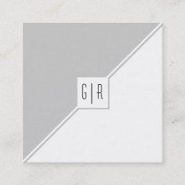 Tarjeta De Visita Cuadrada Triángulos grises, blancos y monográficos modernos