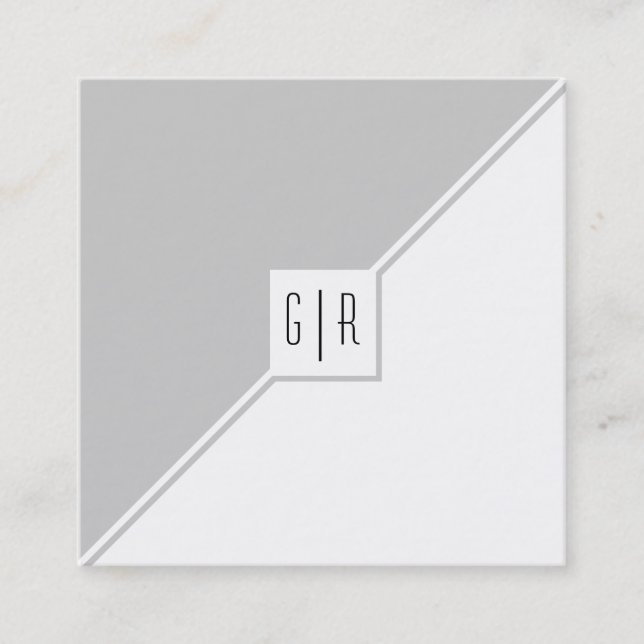 Tarjeta De Visita Cuadrada Triángulos grises, blancos y monográficos modernos (Anverso)