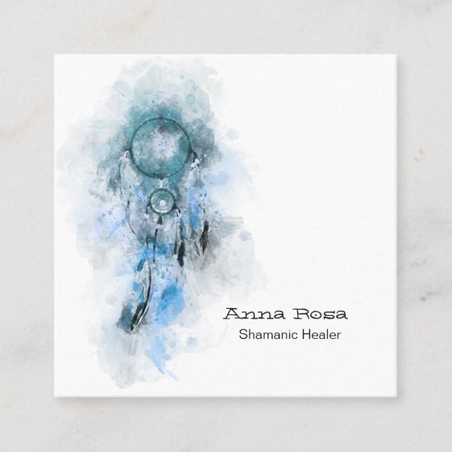 Tarjeta De Visita Cuadrada *~* Tribal Shamen Sagrado Sueño Shamanico (Anverso)
