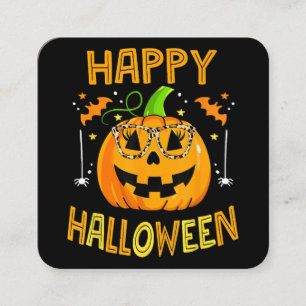 Tarjeta De Visita Cuadrada Trick O Trek Halloween Funny Calabaza Feliz Hallo