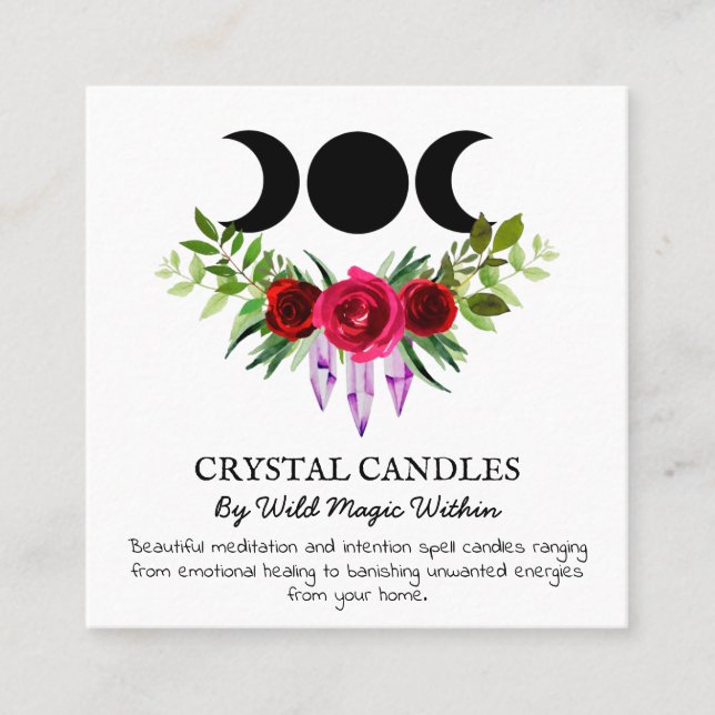 Tarjeta De Visita Cuadrada Trinity Moon Intención Crystal Candal Spell (Anverso)