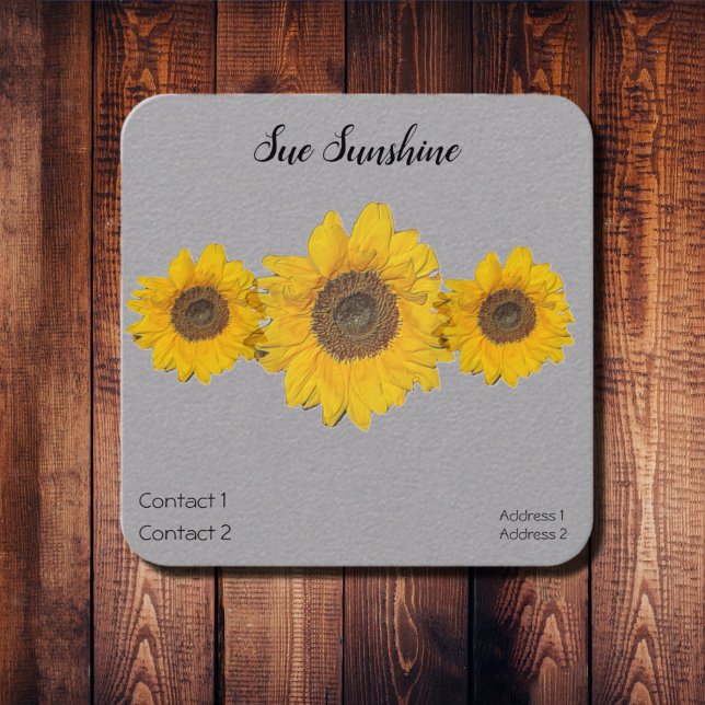 Tarjeta De Visita Cuadrada Trío de girasoles en papel rústico Kraft (Subido por el creador)