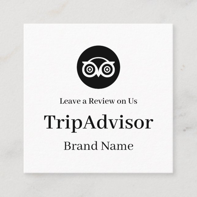 Tarjeta De Visita Cuadrada TripAdvisor QR | Custom Business Feedback Link (Anverso)