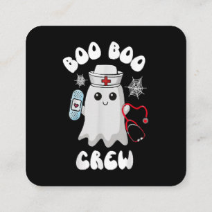 Tarjeta De Visita Cuadrada Tripulación Boo Boo Enfermera Adorable Fantasma Di