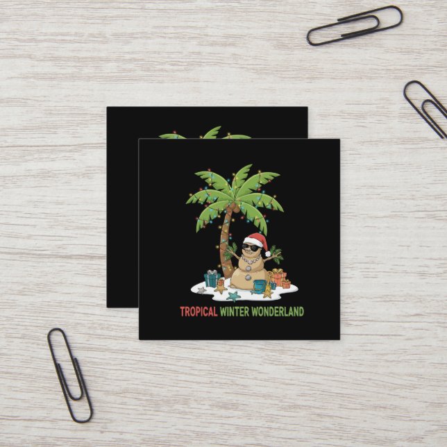Tarjeta De Visita Cuadrada Tropical Winter Wonderland | Funny Christmas  (Anverso/Reverso In Situ)