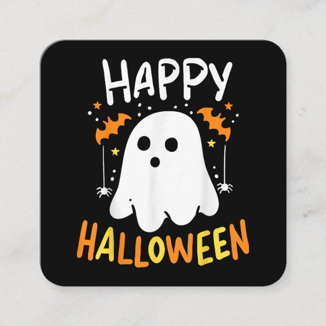 Tarjeta De Visita Cuadrada Truco O Trato Fantasma De Halloween (Anverso)