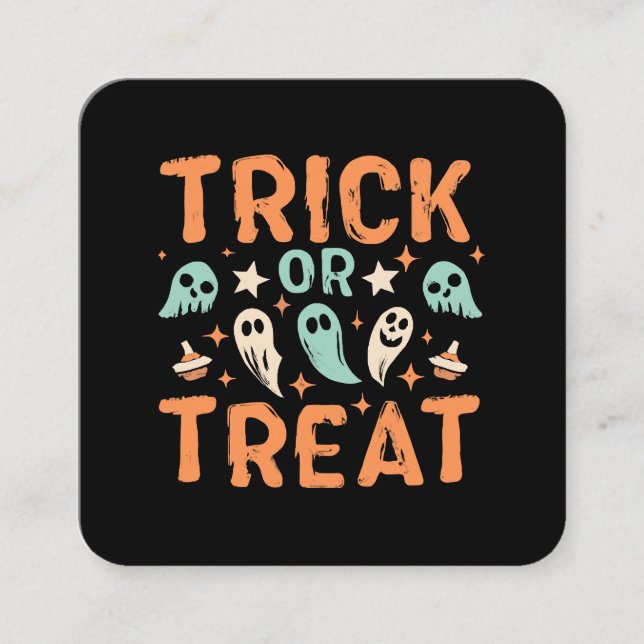 Tarjeta De Visita Cuadrada Truco o truco de Halloween (Anverso)