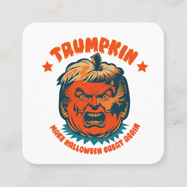 Tarjeta De Visita Cuadrada trumpkin hace que halloween sea genial de nuevo di (Anverso)