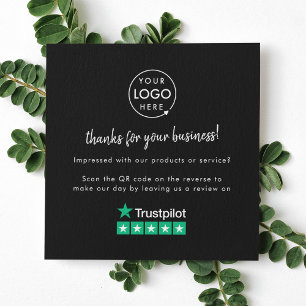 Tarjeta De Visita Cuadrada Trustpilot Review nos Black Business Gracias QR