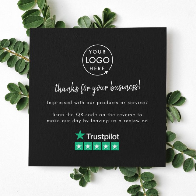 Tarjeta De Visita Cuadrada Trustpilot Review nos Black Business Gracias QR (Subido por el creador)