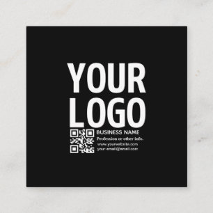 Tarjeta De Visita Cuadrada Tu logotipo con código QR editable y texto