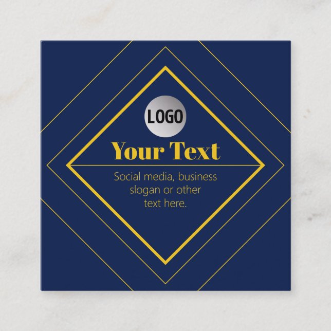 Tarjeta De Visita Cuadrada Tu logotipo y plantilla de diseño personalizable (Anverso)