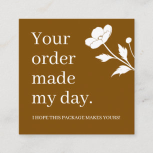 Tarjeta De Visita Cuadrada Tu pedido alegró mi día Gracias Cliente 