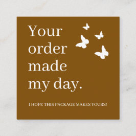 Tarjeta De Visita Cuadrada Tu pedido alegró mi día Gracias Cliente 