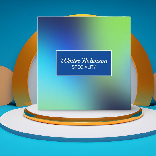 Tarjeta De Visita Cuadrada turquesa verde holográfico de moda con marco (Hologram gradient design for stylish square business card)