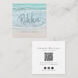 Tarjeta De Visita Cuadrada Turquoise Ocean Sandy Beach Handmade Jewelry QR