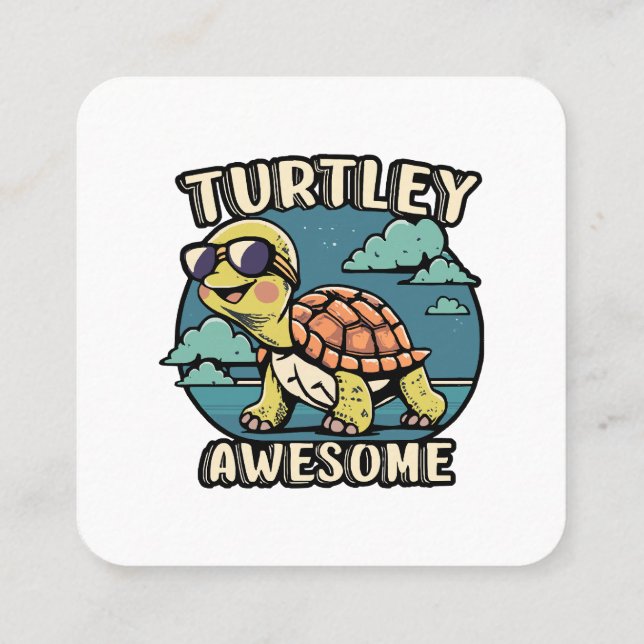 Tarjeta De Visita Cuadrada Turtley Awesome (Reverso)