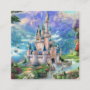 Tarjeta De Visita Cuadrada Ultra Detallado Whimsical Fairytale Castle Triptyc