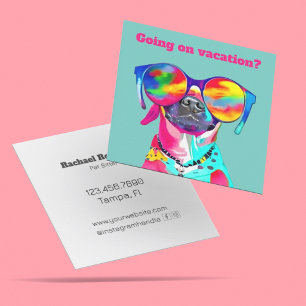 Tarjeta De Visita Cuadrada Un divertido y colorido perro Personalizado Mascot
