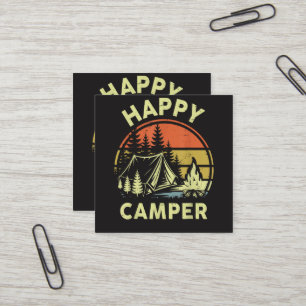 Tarjeta De Visita Cuadrada Un Feliz Campista Niño Divertido Camping