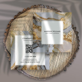 Tarjeta De Visita Cuadrada Un fondo de mármol blanco y oro lujoso