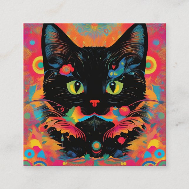 Tarjeta De Visita Cuadrada Un gato negro ha sido considerado un signo de buen (Anverso)