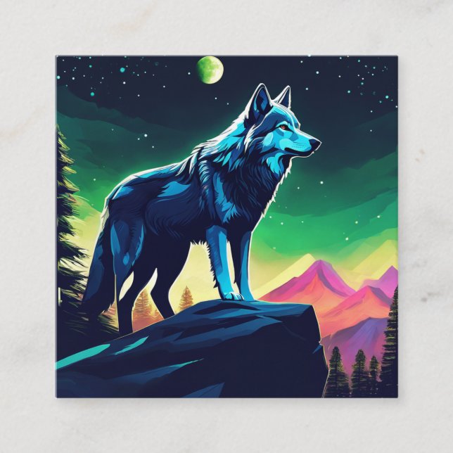 Tarjeta De Visita Cuadrada Un lobo valiente (Anverso)