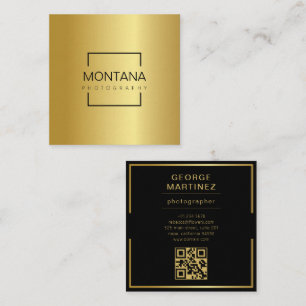 Tarjeta De Visita Cuadrada Un lujoso dorado con código qr