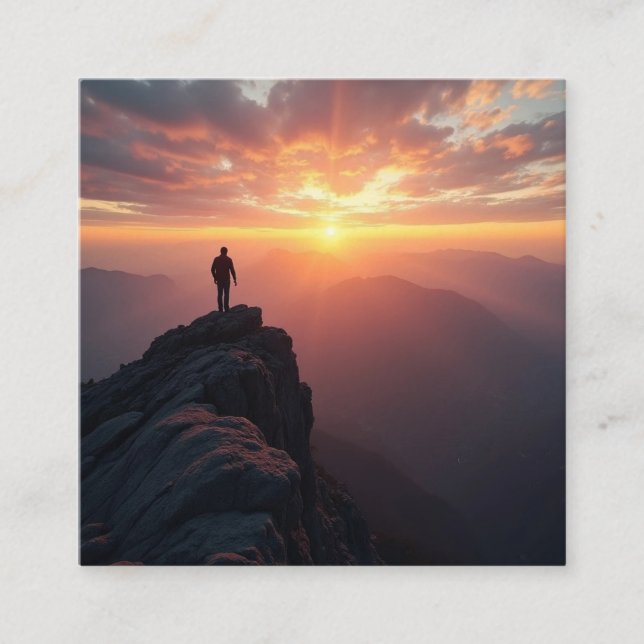 Tarjeta De Visita Cuadrada Un majestuoso amanecer visto desde la cima de la m (Anverso)