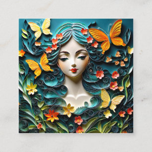 Tarjeta De Visita Cuadrada Un retrato de hada podría mostrar una escena con e
