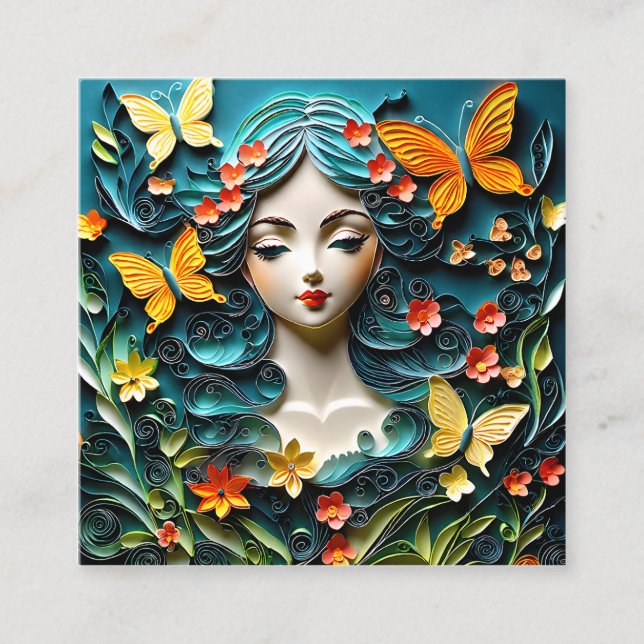 Tarjeta De Visita Cuadrada Un retrato de hada podría mostrar una escena con e (Anverso)