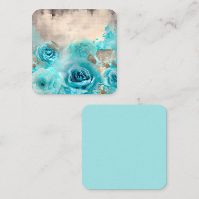 Tarjeta De Visita Cuadrada Un Shabby azul Chic Ephemera Design Series 7 (Anverso / Reverso)