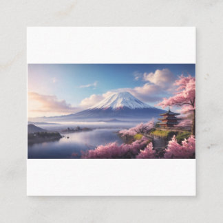 Tarjeta De Visita Cuadrada Una fantástica pintura al óleo del Monte Fuji
