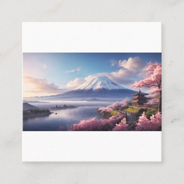 Tarjeta De Visita Cuadrada Una fantástica pintura al óleo del Monte Fuji (Anverso)