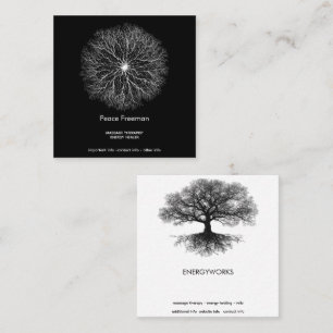 Tarjeta De Visita Cuadrada Una Fuente   Diseño del Árbol de la Vida