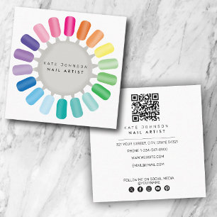 Tarjeta De Visita Cuadrada Uñas Manicura Pedicura Salón de Belleza Artista de