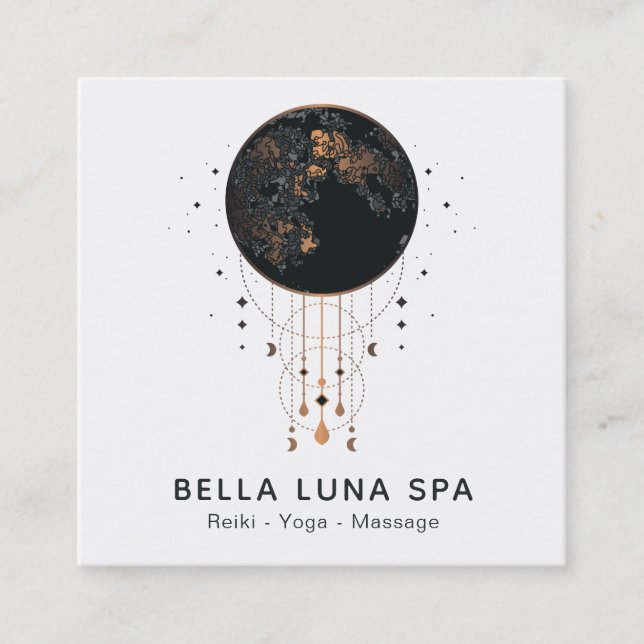 Tarjeta De Visita Cuadrada *~* Universo de chamán lunar (Anverso)