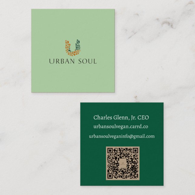 Tarjeta De Visita Cuadrada Urban Soul Vegan   (Anverso / Reverso)