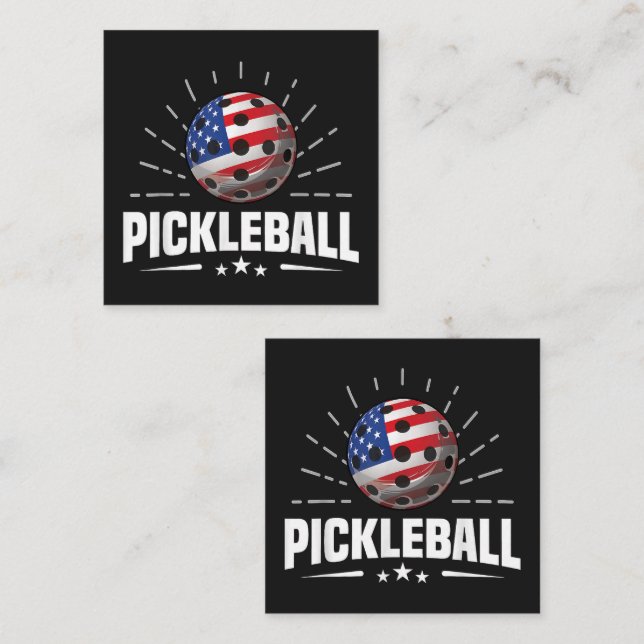 Tarjeta De Visita Cuadrada US American Flag Pickleball Player (Anverso / Reverso)