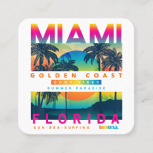 Tarjeta De Visita Cuadrada Usa Miami Florida T camisetas Miami Colorful Sunri