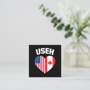 Tarjeta De Visita Cuadrada USEH América Canadá Bandera Divertida Estadouniden