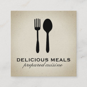 Tarjeta De Visita Cuadrada Utensilios alimentarios